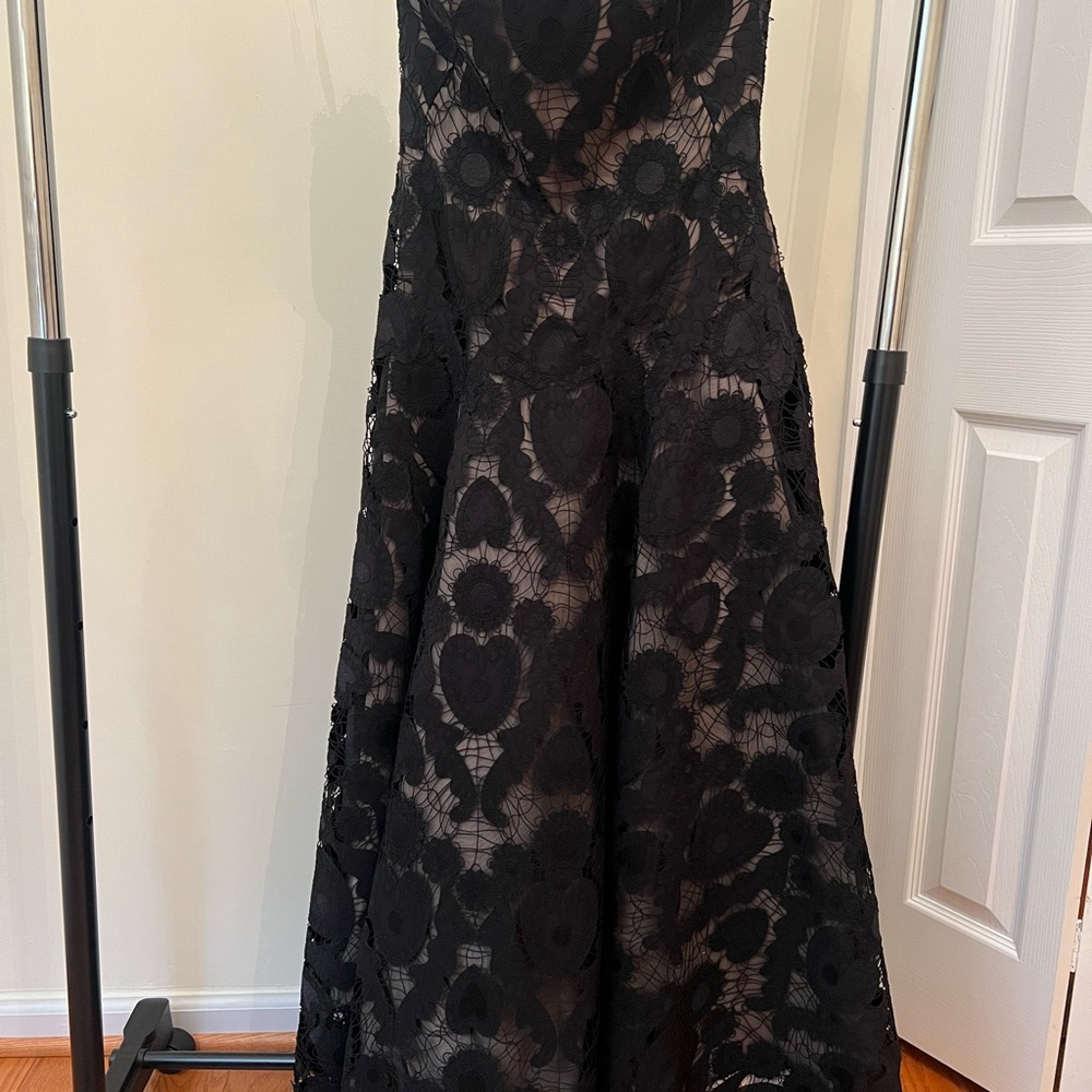 LELA ROSE black strapless full skirt dress